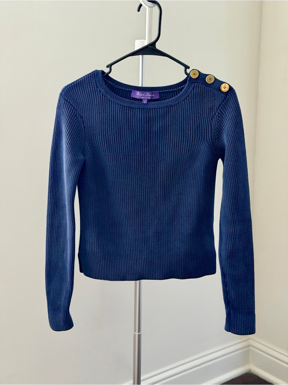 Ralph Lauren Purple Label Ribbed Silk Sweater Made in Italy